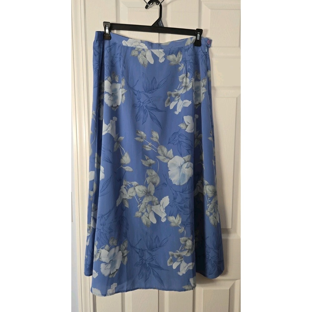 Pierre Cardin Maxi Skirt Size Large Blue Florial Skirt